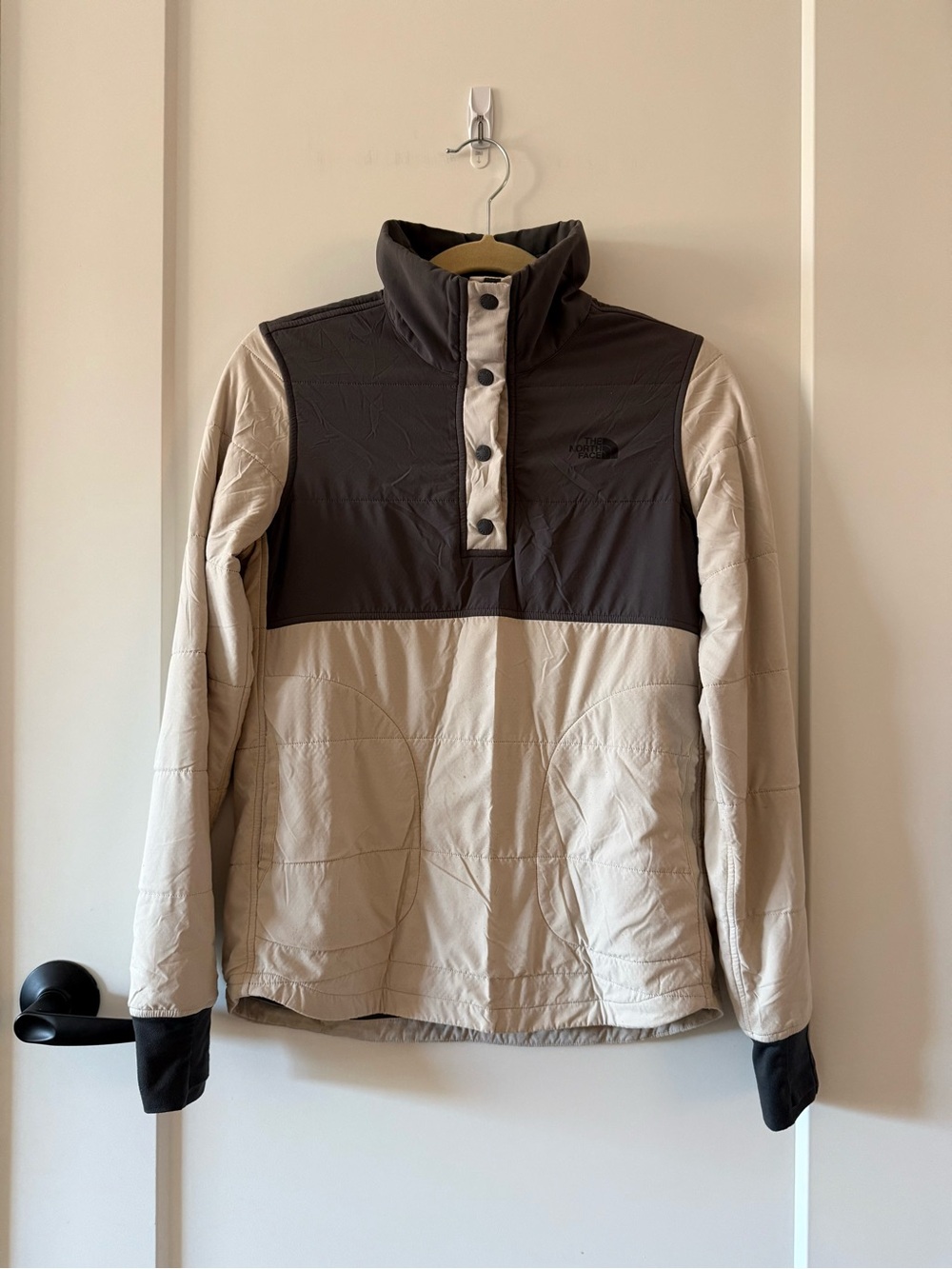 The North Face Two-Tone Snap Pullover - Beige & Dark Gray